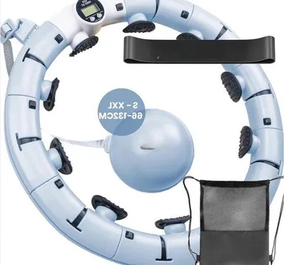 Produktbild von Famanu Hula-Hoop Reifen mit einstellbarem Durchmesser 66-132 cm - für Erwachsene, mit Gewichten und Fitnessband