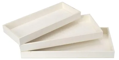 3 Dekoschalen aus Multiplex, rechteckig, natur, 25–29 cm