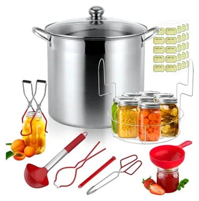 Produktbild von 21,5 QT Edelstahl-Einmachtopf mit Deckel, Regal und Einmachwerkzeug-Set für Anfänger