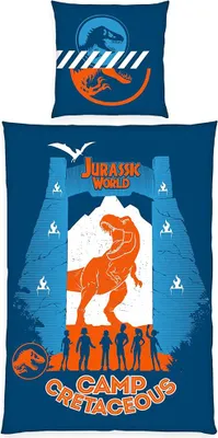 Immagine prodotto di Jurassic World T-Rex Dinosauro Cretaceo biancheria da letto reversibile, 80 x 80 cm + 135 x 200 cm