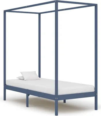 Produktbild von The Living Store Himmelbett-Gestell Grau Massivholz Kiefer 90 x 200 cm