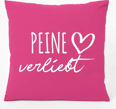 Produktbild von Huuraa Kissen Peine verliebt 40x40cm mit Füllung Fuchsia Baumwolle Dekokissen Geschenkidee