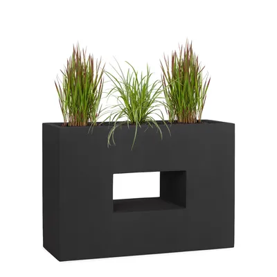 Produktbild von PFLANZWERK® Hochbeet Pflanzkübel VISTA 75cm ANTHRAZIT Premium Blumenkübel Fiberglas Lotus-Effekt Fiberglas - Frostbeständig - Handgefertigt -