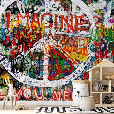 Produktbild von Vlies Fototapete - Hippie Graffiti 200x140 cm Streetart f-B-0041-a-b