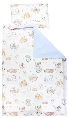 Produktbild von TupTam Kinder Bettwäsche Gemustert 2-Teilig Wendebettwäsche, Farbe: Tiere auf Wolken / Blau, Größe: 120x90 cm