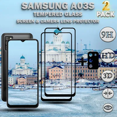 Produktbild von 2-Stück Samsung Galaxy A03S Displayschutzfolie und Objektivschutz aus gehärtetem Glas 9H
