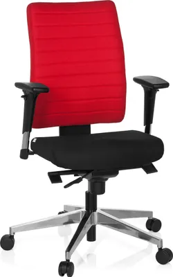 Produktbild von hjh OFFICE Profi Bürostuhl PRO-TEC 350 Ergonomischer Schreibtischstuhl mit Armlehnen (höhenverstellbar) Stoff Schwarz/Rot Drehstuhl für Büro, Zuhause