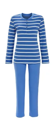 Produktbild von Pyjama mit geringeltem Oberteil : milky blue : 42