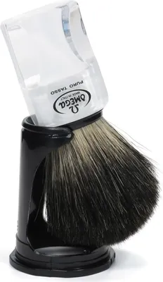 Immagine prodotto di Pennello da barba Omega 100% pelo di tasso nero, trasparente + standard 11 cm