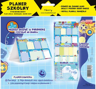 Obrázok produktu pre Planer szkolny tygodniowy Boy Kawai plany zajęć