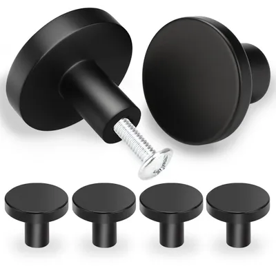Produktbild von Schwarze Möbelknöpfe, runde Schrankgriffe, 25 x 30 mm, Schubladengriffe, Türknöpfe, Kommodenknöpfe, Schubladengriffe