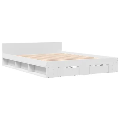 Obrázok produktu pre Posteľný rám so zásuvkami biely 150x200 cm kompozitné drevo