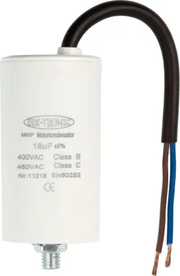 Produktbild von MKP Motorkondensator, Arbeitskondensator Anlaufkondensator Kondensator 450V - Anschluss: Kabel - Wert: 18µF