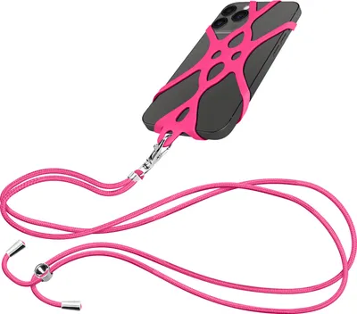 Image de Chaîne pour smartphone, sangle réglable en nylon avec fixation universelle - Rose