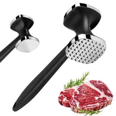 Produktbild von Fleischklopfer - Doppelseitig mit Antihaftbeschichtung - Zum Klopfen von Schnitzel und Fleisch - Zinklegierung