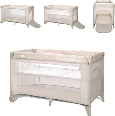 Produktbild von Lorelli Carina Reisebett 2 Ebene 120x60 – faltbar, Matratze & Tragetasche, Mesh-Seiten, Seiteneinstieg mit Reißverschluss