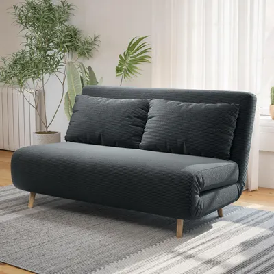 Produktbild von Schlafcouch Kordoptik Polyester, Dunkelgrau