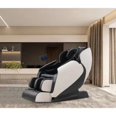 Produktbild von Happy Home Elektrischer Massagesessel mit Shiatsu Knet Klopf Rollenmassage Zero Gravity und Heizfunktion Schwarz Weiß