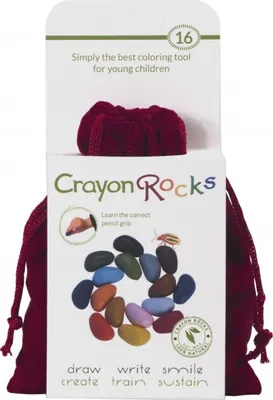 Obrázok produktu pre Voskové pastelky Crayon Rocks červené zamatové vrecko - 16 farieb ergonomické