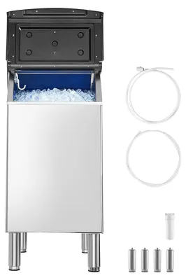 Immagine prodotto di SucceBuy: contenitore in acciaio inossidabile per macchine per ghiaccio professionali (capacità 136 kg), contenitore per ghiaccio con piedini in gomma antiscivolo, ideale per ristoranti (solo contenitore)