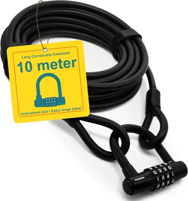 Productafbeelding van Kabelslot met cijferslot - 10 meter - Staalkabel met hoes