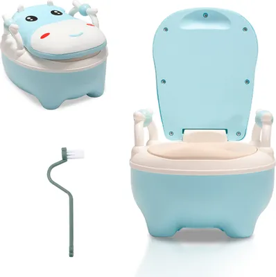 Image de Jopassy Pot pour enfants Pot bébé WC, siège de toilettes pour enfants Pot pour enfants avec poignées et antidérapant, pour enfants à partir de 1 an bleu