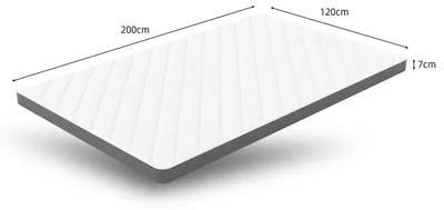 Obrázok produktu pre Matrac – penový matrac – tvrdosť H3 (stredná) – 7 zón – výška 7 cm – 120x200 cm – – biela