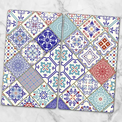 Produktbild von Glas-Herdabdeckplatten Glaskeramikkochfeld-Abdeckung Spritzschutz Glas 2x30x52 cm Fliesenmosaik