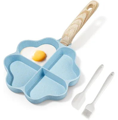 Productafbeelding van Koekenpan, omeletpan, 4 gaten, hartvorm, antiaanbaklaag, blauw