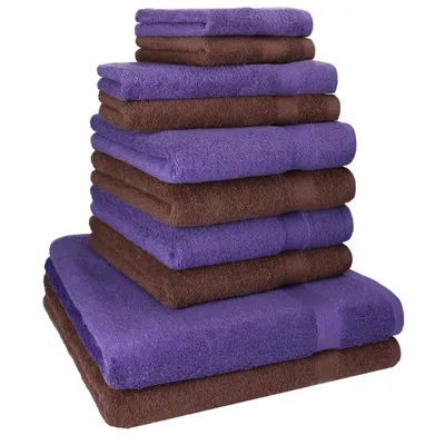 Produktbild von Betz 10-tlg. Handtuch-Set PREMIUM CLASSIC 2 Duschtücher 4 Handtücher 2 Gästetücher 2 Seiftücher Farbe: lila & nussbraun