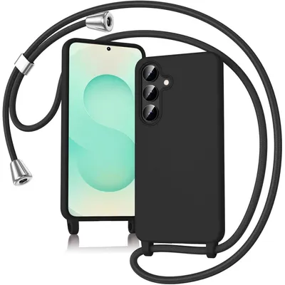 Immagine prodotto di Custodia per Samsung Galaxy A36 5G con laccetto, in silicone nero, resistente agli urti, da portare a tracolla