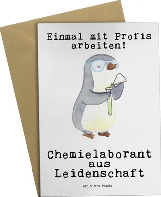 Produktbild von Mr. & Mrs. Panda Grußkarte Chemielaborant Leidenschaft - Weiß - Geschenk, weihnachtskarten, Labor, Beruf, hochzeitskarten, Wissenschaftler, Forschung, Spruch, osterkarten