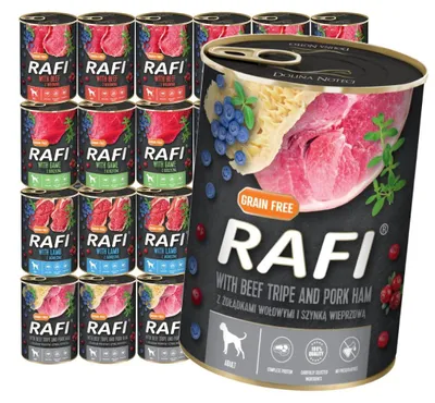 Zdjęcie produktu dla Rafi Mokra Karma Dla Psów Dorosłych Mix 4 Smaków 24x400g