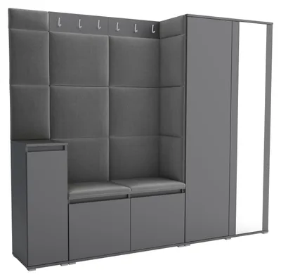 Produktbild von Garderobe LUTON 8 ANTHRACITE 33 - Farbe: anthrazit, moderne Garderobe 40x220x186 cm, funktionelle Lösung für den Flur, Garderobe, Möbel für den Flur,