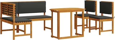 Image de Ensemble de banc de jardin 4 pcs Marron Bois d'Acacia Massif