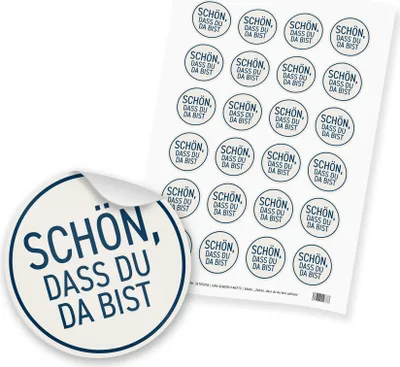 Produktbild von itenga 24x Sticker Schön dass du da bist Schlicht dunkelblau beige 4cm