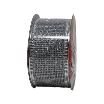 Productafbeelding van Decoratieve lint in grijs-zilver, met nylonrand, 270 cm x 4 cm