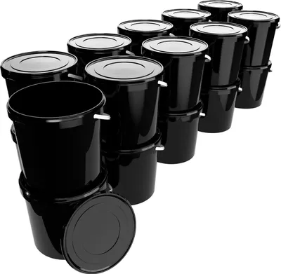 Produktbild von Eimer mit Deckel 10 L | Vorratseimer | Lebensmittelecht Schwarz | PP | 50 Stück