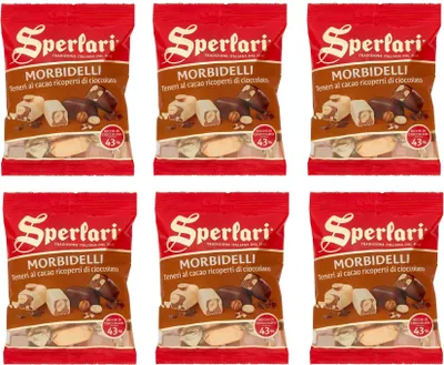 Produktbild von 6x Sperlari Morbidelli Torroncini Teneri al Cacao ricoperti di cioccolato Weicher Kakaonougat mit Schokolade überzogen 117g
