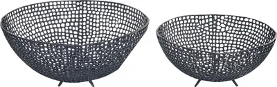 Obrázek produktu pro BELIANI Sada 2 dekorativních mís černé kovové drátěný design kulaté ozdobné doplňky