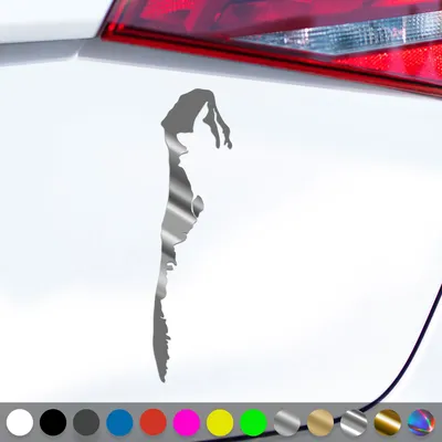 Produktbild von PantherPixel Insel Hiddensee Aufkleber Ostsee Umriss Maritim Sticker Auto Geschenkidee Farbe Chrom-Silber