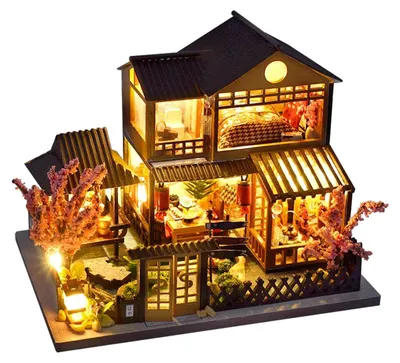 Produktbild von OKWISH 3D-Puzzles, DIY Miniaturhaus Bausatz, Handgefertigte Mini-Villa, Holzmodell zum Selberbauen, Bastelset für Erwachsene und Kinder, Mini Haus Dekoration, Geschenkidee, Puzzle Modell, Miniatur Holzhaus