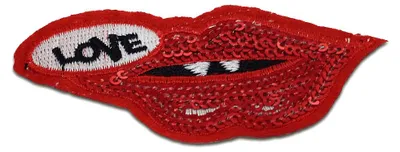 Obrázek produktu pro Mouth Lips Love With Sequins - nášivka, nažehlovací, nažehlovací, nášivka, nášivka, k nažehlení, velikost: 8,8 x 3,6 cm