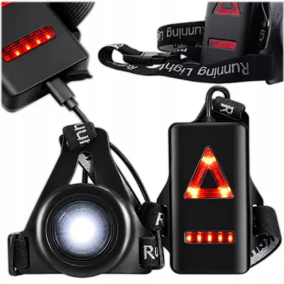 Obrázok produktu pre LED bežecká vesta s osvetlením, vhodná pre bežcov a cyklistov, 250 lm, s predným a zadným svetlom, nabíja sa cez USB, reflexná vesta