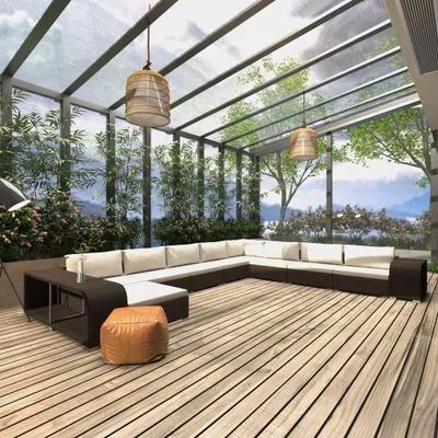 Produktbild von vidaXL 11-tlg. Garten-Lounge-Set mit Auflagen Poly Rattan Braun
