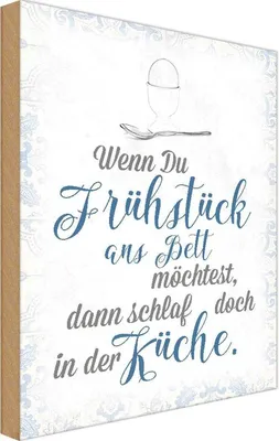 Produktbild von vianmo Holzschild 18x12 cm wenn du Frühstück ans Bett Dekoration