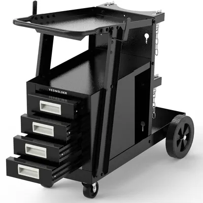 Productafbeelding van Gereedschapswagen laswagen - Mobiele laswagen met 4 lades - 111 kg draagvermogen - Gasflessenhouder en 4 lades - Mobiel en voor binnen en buiten
