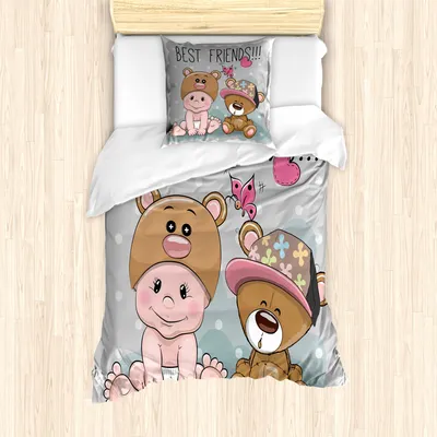 Produktbild von ABAKUHAUS Schmetterling Mantele, Teddybär Schmetterlinge, Milbensicher Allergiker geeignet mit Kissenbezügen, 135 cm x 200 cm - 80 x 80 cm, Mehrfarbig