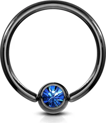 Produktbild von viva-adorno 1,2x10x4mm Universal Piercing Ring BCR Kristall Lippenring Klemmring Septumpiercing Brustpiercing Chirurgenstahl Z294,blau
