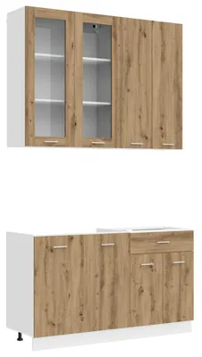 Image de vidaXL Ensemble de cuisine LYON, 4 pièces, bois composite imitation chêne artisanal